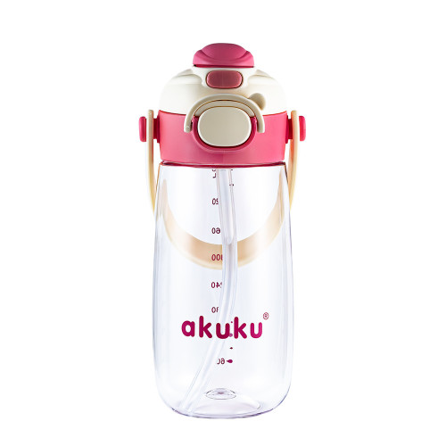 Detská fľaša na pitie so slamkou, bidon 480 ml pink – do školy, na šport aj výlety