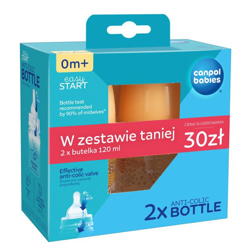 Canpol Babies Antikolíková fľaša EasyStart Mountains 120 ml 0m+ – 2 ks