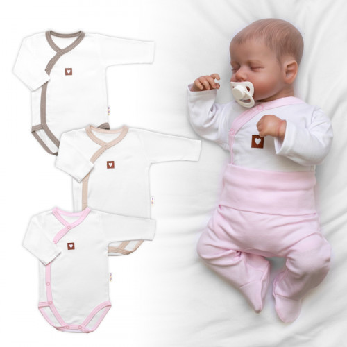 Rastúca výhodná sada, 3x Body pre bábätko Nature - ružová/béžová/taupe, veľ. 56/62