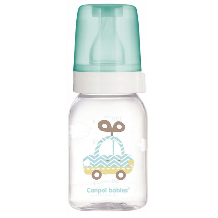 Canpol Babies Sklenená fľaštička 120 ml, rôzne farby, motívy