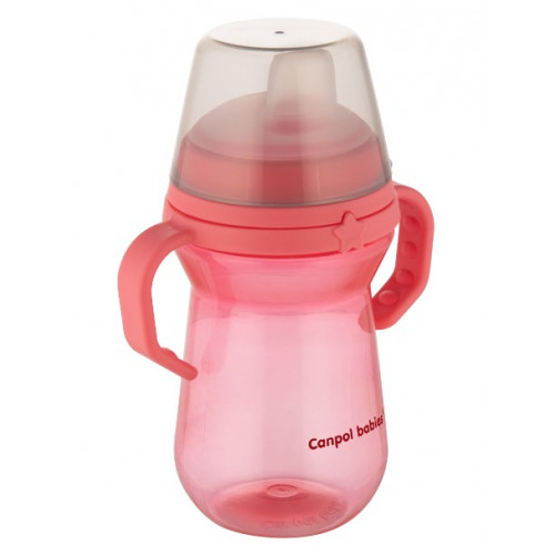 Nevylievací hrnček Canpol Babies s mäkkým náustkom, ružový, 250 ml