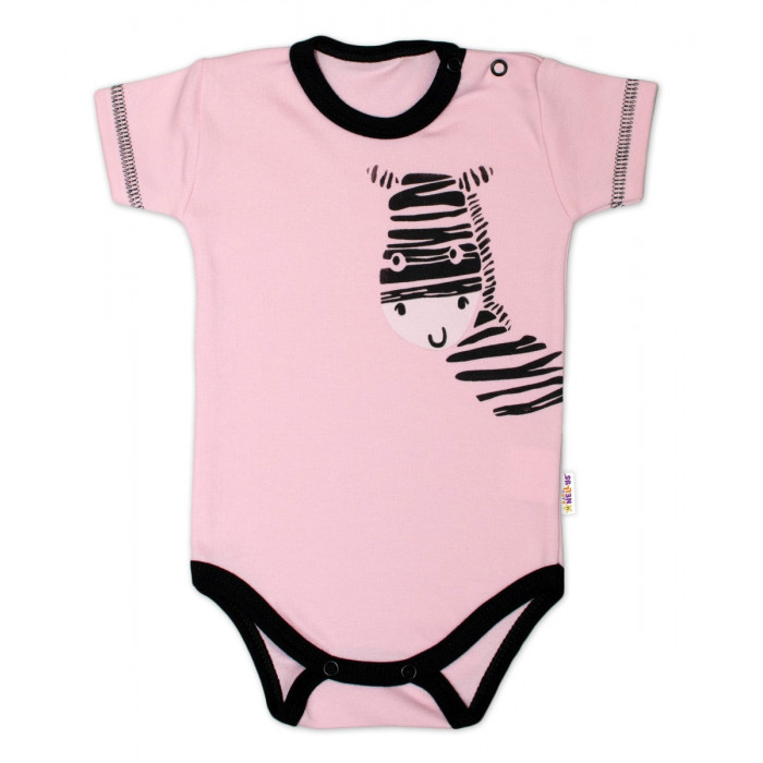 Body krátky rukáv Baby Nellys, Zebra - ružové, veľ. 80