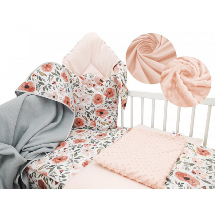 Baby Nellys 6-dielna výhodná súprava pre bábätko s darčekom, 135x100 cm - Begónie