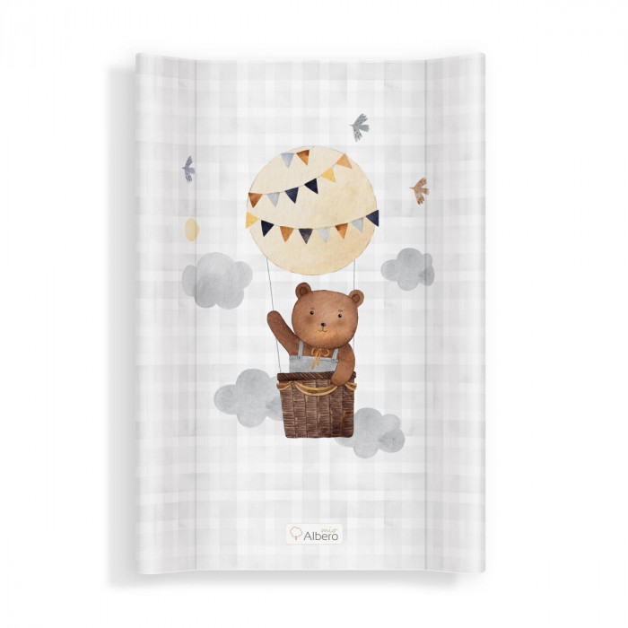 Prebaľovacia podložka na postieľku, tvrdá, 70×47 cm, Teddy v balonu