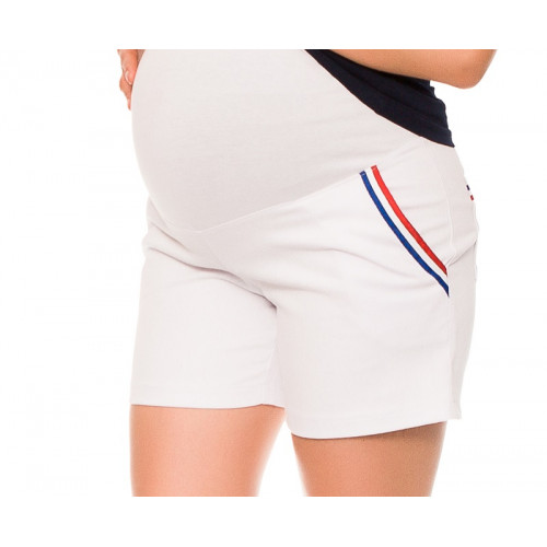 Be MaaMaa Tehotenské kraťasy Jeans Tommy - biele s prúžkom, vel´. S