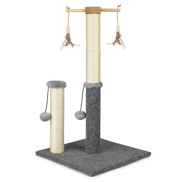 Škrabadlo pre mačky Cat Tree 64 cm s úkryt – MDF, sisal, plyš, svetlosivá