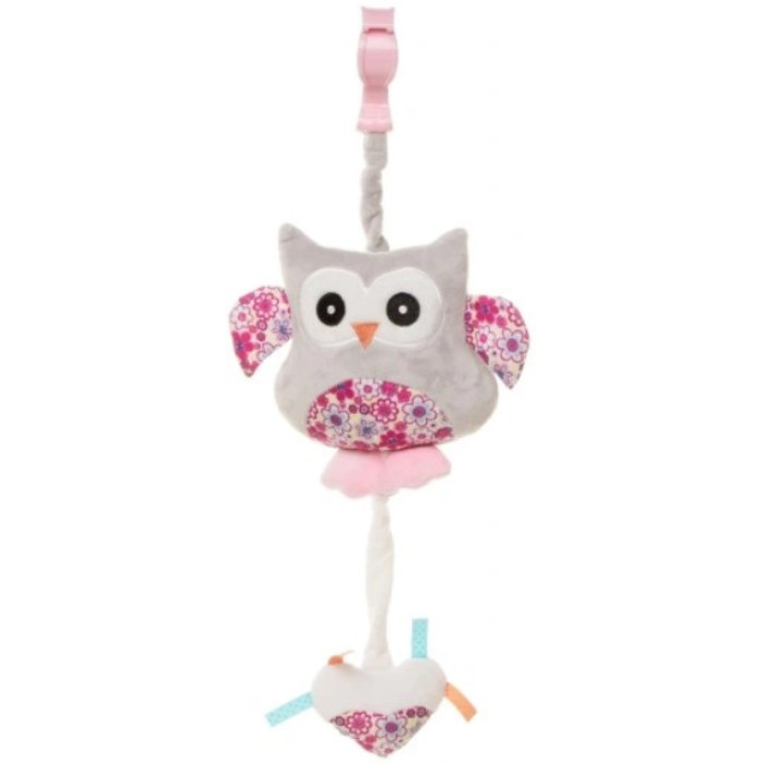 Závesná plyšová hračka s melódiou, Sova, ružová
