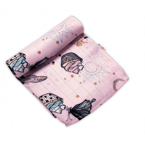 Baby Nellys Bambusová plienka Lux - Muffin, 75 x 75 cm, ružová