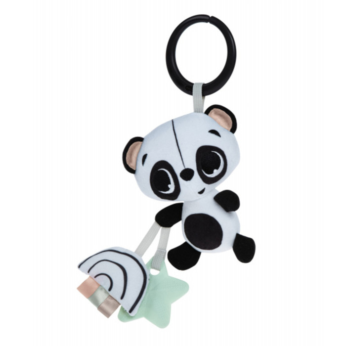 Závesná hračka s hryzátkom Panda, čierna/biela