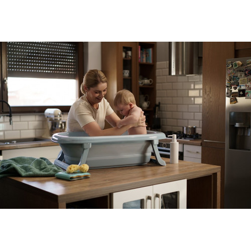 Detská skladacia vanička s teplomerom a výpustom – vanička pre bábätko - sv. modrá