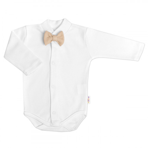 Bavlnená súprava Gentleman 3D, body, polodupačky s lacnom + čiapočka, béžová/biela, veľ.68