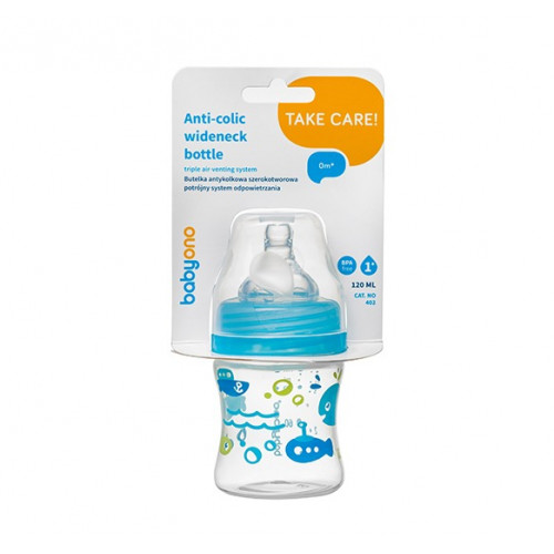 Antikoliková fľaštička so širokým hrdlom BabyOno - matová