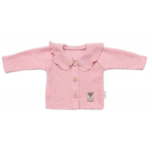 Pletený svetrík s volánikom Girl, Baby Nellys, púdrovo ružová, veľ. 62