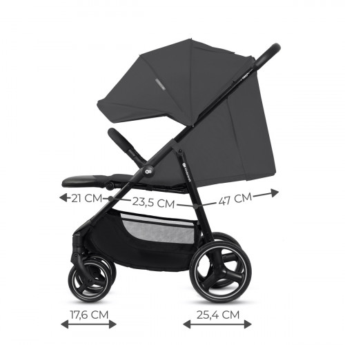 Športový kočík Kinderkraft TRIG 3 – ľahký skladací kočík do 25 kg - sivý
