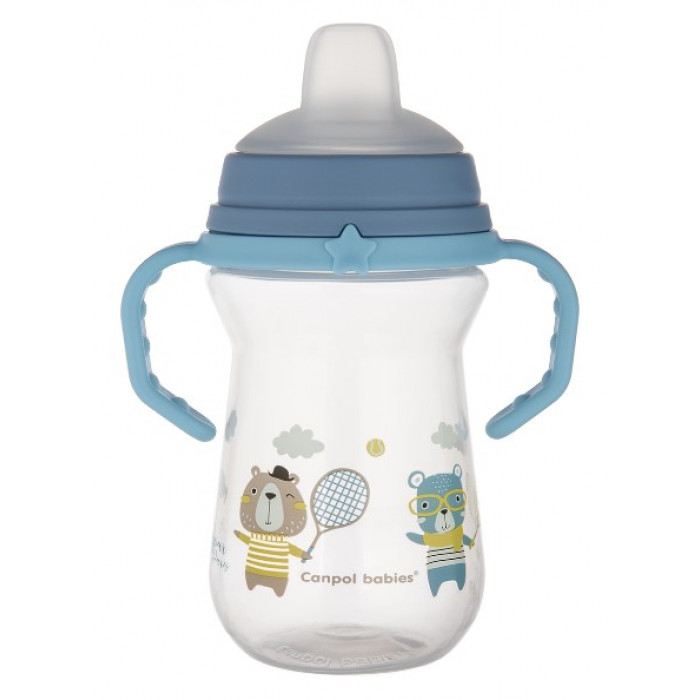 Nevylievací hrnček Canpol Babies s mäkkým náustkom - Bonjour, modrý, 250 ml