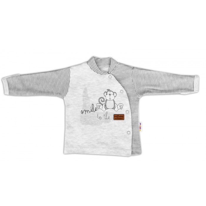 Baby Nellys Bavlnená košieľka Monkey zapínanie bokom - sv. šedý melírek