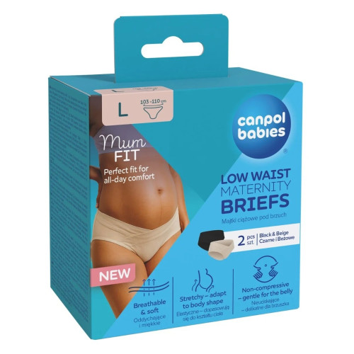 Nohavičky pre tehotné Canpol babies MumFit pohodlné 2 ks, čierne, béžové - L