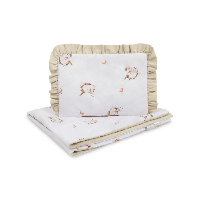 Set do postieľky Jednorožci. bavlnený 75 × 95 cm + vankúšik 25 × 35 cm, béžová