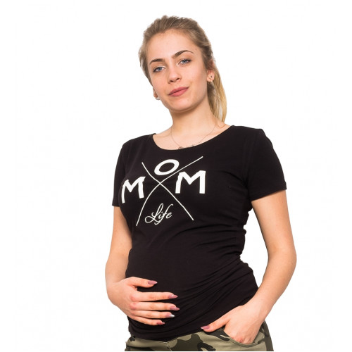 Be MaaMaa Tehotenské triko - Mom Live - čierna, vel. XL