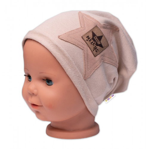 Detská čiapka bavlna, Baby Star, Baby Nellys, béžová, veľ. 104/134
