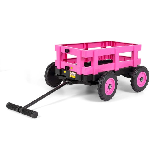 Elektrický traktor s prívesom Rolly 12V, detské autíčko na akumulátor, ružový
