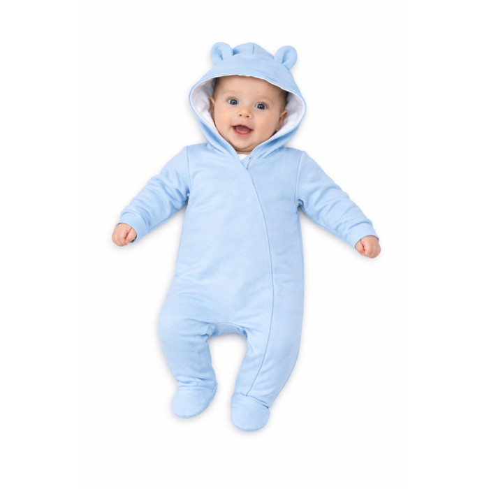 Baby Nellys Dojčenský teplákový overal s kapucňou - sv. modrý, veľ. 86