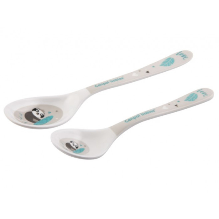 Canpol Babies Melamínové lyžičky 2 ks, Exotic Animals - šedá