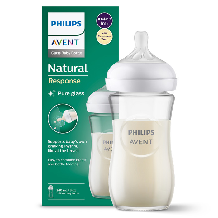 Detská fľaša, sklenená, Natural Response 240 ml – antikoliková