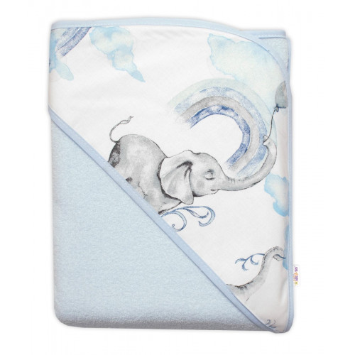 6-dielna výhod. sada s darčekom pre bábätko Baby Nellys, 120x90 Slon a dúha, modrá/biela