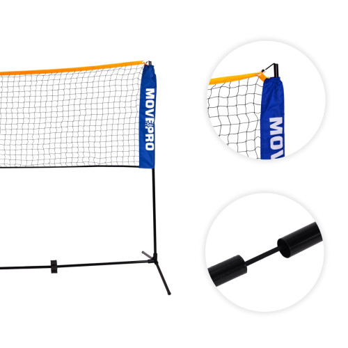 Univerzálna nastaviteľná sieť 3 v 1 na bedminton, volejbal a tenis s taškou, 305 x 140 cm