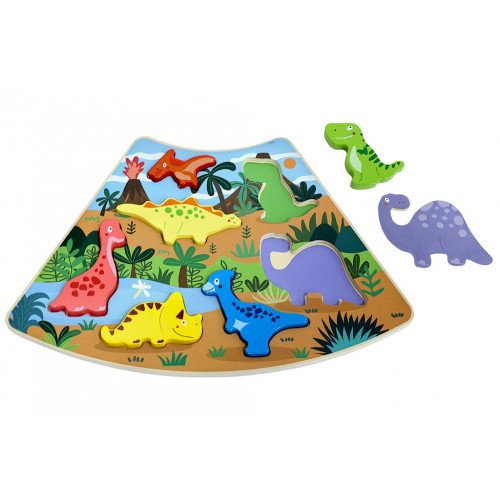 Drevené puzzle Dinosaury prepojiteľné, 7 dielov