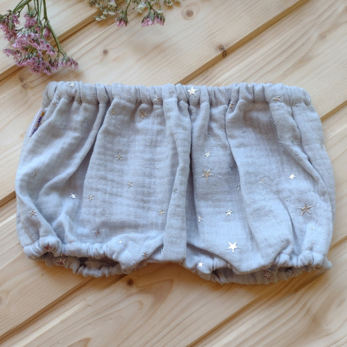 Baby Nellys mušelínové letné kraťasky Stars, sivé, veľ. 80/86