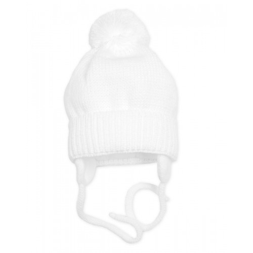 Zimná čiapka s šálom - NATURE, 0-6m - biela