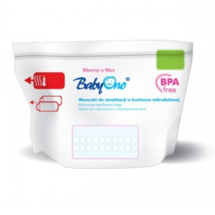 Sterilizačné vrecká do mikrovlnky BabyOno – až 20 použití 1 vrecko, bal. 5 ks