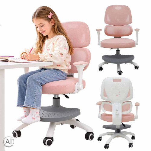 Ergonomická detská otočná stolička k písaciemu stolu, ružová